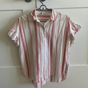 Madewell pink and white striped button down